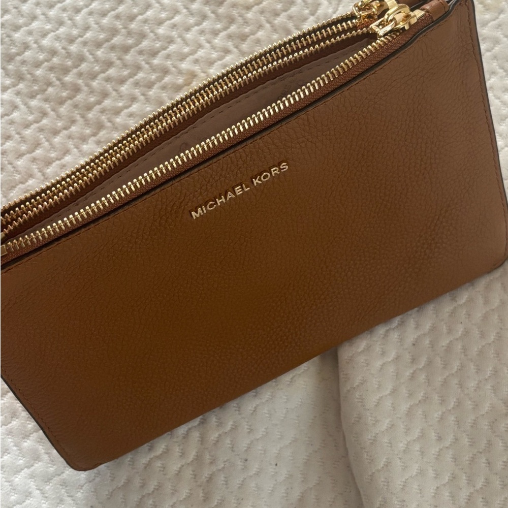 Michael Kors Brown Leather Clutch - Never Used!!! Could also use as crossbody
